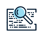 Icon with magnifying glass on document